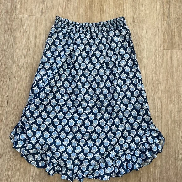 J crew Blue Floral Print Elastic-Waist Midi Skirt Size M - Picture 3 of 5